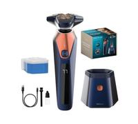 Cecotec Afeitadora rotativa PrecisionCare Saphire Pro, Base autolimpieza, líquido incl., 90min, IPX7