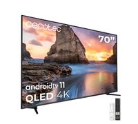 Cecotec QLED 70” Smart TV V1+ Series VQU11070+. 4K UHD, Android 11, Sin Marco, Dolby Vision y Atmos, HDR10, 2 Altavoces 12W y Subwoofer 12W, 2 Mandos, 2023