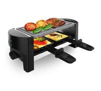 Cecotec Raclette con Grill Eléctrico para 2 Personas Raclette Cheese&Grill 3200 Pocket AllStone. 320W, Acabados Acero Inox, Placa de Asar Antiadherente de Piedra, Incluye 2 Sartenes y 1 Espátula