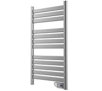 Cecotec Radiador Toallero Eléctrico Bajo Consumo Ready Warm 9050 Twin Towel INOX. Seca Toallas de 500 W, IP24 2 Modos, Temporizador, Pantalla LED, Kit de instalación, Gris Oscuro