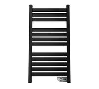 Cecotec Radiador Toallero Eléctrico Bajo Consumo ReadyWarm 9000 Twin Towel Black. Calienta Toallas 500W, Pantalla LED, Temporizador 2 h, IP24, Incluye Kit de Instalación, Negro