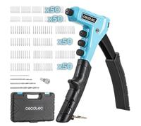 Cecotec Remachadora manual FixerForce 4000 Full equip, Ajuste sin Llave, Incluye 4 Boquillas de Diferentes Tamaños (2.4, 3.2, 4, 4.8 mm) y 4 Brocas, Maletín y 400 Remaches Incluidos