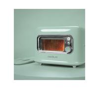 Cecotec Tostadora Vertical con 2 Ranuras Anchas y Ventana Control RetroVision Green. 700W, Diseño Retro, Cubierta Antipolvo, Apagado y Pop-up Automático, 5 Niveles de Potencia, Verde