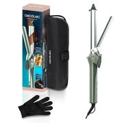 Cecotec Rizador de Pelo con Pinza 25mm SurfCare CurlClip Olive. Revestimiento Cerámica, Queratina y Aceite de Argán, Calentamiento Rápido, 5 Temperaturas, Guante y Bolsa Termorresistente