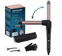 Cecotec Rizadores de pelo manual SurfCare TwistWaves. Rizador de pelo de 25 mm con codo de 90 grados para mayor comodidad, incluye guante térmico, estuche y 2 clips.
