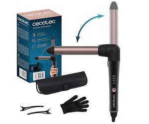 Cecotec Rizadores de pelo manual SurfCare TwistWaves. Rizador de pelo de 25 mm con codo de 90 grados para mayor comodidad, incluye guante térmico, estuche y 2 clips.