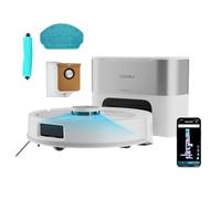 Cecotec Robot Aspirador Base Autovaciado 3L - Navegación Láser - 25000Pa - Conga Y80 Pearl. Autonomía 240mins en Modo Eco, Cepillo Silicona, Ideal Casas con Mascotas, Bluetooth y WiFi, Incluye 1 Mopa