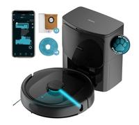 Cecotec Robot Aspirador y Friegasuelos con Base Autovaciado Conga 9590 Spin Revolution Ultra Power Home. 10000Pa, Navegación Láser, 240mins Autonomía, Mopas, Cepillo de Silicona y Mascotas, App