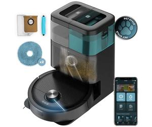 Cecotec Robot Aspirador y Friegasuelos Conga 15090 SpinArm Home&Wash. 8000Pa, App, Navegación Láser, Base Autovaciado con Tanques de Polvo y Agua, Limpieza-Secado de Mopas, Cepillo Silicona y Mopas