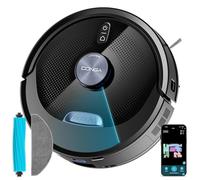 Cecotec Robot Aspirador y Friegasuelos Conga M80 Dark. Navegación Láser, Succión del Motor 25000Pa, Autonomía 240min, Cepillo Silicona para Mascotas, Bluetooth y WiFi, Control App