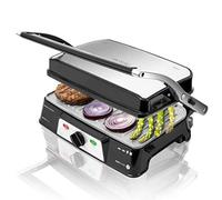 Cecotec Rock'n Grill 1500 Take&Clean Parrilla Eléctrica, Revestimiento RockStone, Desmontables y Aptas para Lavavajillas, Apertura 180º y Placa Superior Flotante, 1500 W, Acero Inoxidable
