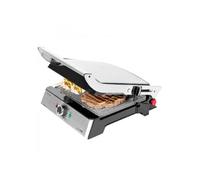 Cecotec Rock'n Grill Pro - Parrilla Eléctrica, Revestimiento de Piedra Rockstone, Placas Extraíbles y Reversibles, Apertura de 180ª, Superficie Amplia 2200 W, Acero Inoxidable