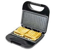 Cecotec Sandwichera con Revestimiento Antiadherente Rock’nToast Square. 750 W, Revestimiento de Piedra, Capacidad para 2 Sándwiches y Superficie Grill, Asa Tacto Frío, Recogecables