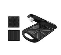 Cecotec Sandwichera Rock'nToast Family 3in1. 1500 W, Capacidad para 4 Sandwiches, Revestimiento Antiadherente, 3 Placas Intercambiables, Rapidez y Tostado uniforme, Acero Inox