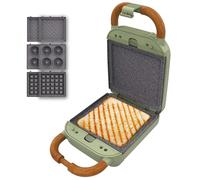 Cecotec Sandwichera Vintage Rock'Ntoast Retro One Green. 700W, 3 Placas Intercambiables, Diseño Retro, Revestimiento Rockstone, Indicador Luminoso, Base Antideslizante, Asa de Tacto Frío, Pinza Cierre