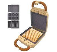 Cecotec Sandwichera Vintage Rock'Ntoast Retro One yellow. 700W, 3 Placas Intercambiables, Diseño Retro, Revestimiento Rockstone, Indicador Luminoso, Base Antideslizante, Asa Tacto Frío, Pinza Cierre
