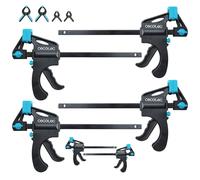 Cecotec Sargentos de Barra 10 Piezas StrongComfort 360 Instant. Liberación y Presión Rápida, Hasta 70kg de Fuerza, Cabezal Extraíble Bidireccional, Nylon Reforzado, Incluye Pinzas con Almohadillas