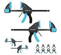 Cecotec Sargentos de Barra 12 Piezas StrongComfort 740 Instant Evolution. Liberación Rápida, Hasta 70kg de Fuerza, Cabezal Easy-Click Bidireccional, Acero Endurecido, 8 Pinzas con Almohadillas