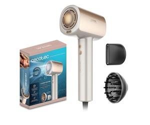 Cecotec Secador de Pelo Brushless de Última Generación DryGlam Nano Plasma Champagne. Potencia de 110,000 RPM y 1600W, Función de Plasma, Gran Flujo de Aire, Duradero, 3 Temperaturas y 3 Velocidades