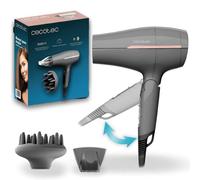 Cecotec Secador de Pelo de Viaje IoniCare Power&Go Heaven Grey. 2000W, 2 Temperaturas, 2 Velocidades, Función de Aire Frío, Boquilla Concentradora y Difusor, Anilla para Colgar