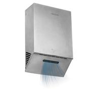 Cecotec Secamanos Eléctrico y Compacto de Acero Inoxidable AeroDry Turbo | 1100W, Secador de Manos con 130m/s de Velocidad de Aire, Motor Brushless, Doble Filtro HEPA, Secado Rápido y Eficiente