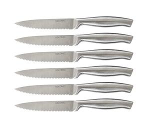 Cecotec Set de 6 Cuchillos Profesionales de Carne con Sierra. Mango y Hoja forjados en una Sola Pieza de Acero. Cuchillos Profesionales de Carne