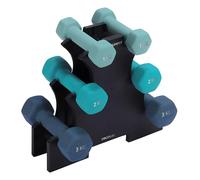 Cecotec Set de 6 Mancuernas Hexagonales Sweatproof de 1, 2 y 3Kg DrumFit Dumbbell 123 Neoprene Set. Recubrimiento de Neopreno de Alta Adherencia, Todo Tipo de Usuarios, Soporte Incluido