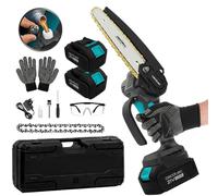 Cecotec Sierra de Podar a Batería MontanaForce 6400 Hand. Espada 6 Pulgadas, Motor Brushless 700W, 2 Baterías Nexus 21V 4Ah, Engrasado a Botón, Incluye Maletín, Cadena Extra, Gafas y Guantes