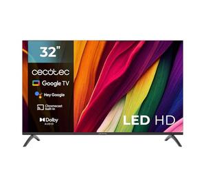 Cecotec Smart TV, Televisor LED de 32 Pulgadas Resolución HD A4 Series ALH40032S. Sistema Operativo Google TV, Dolby Audio, HDR10, 16 GB de ROM, Bluetooth, Google Voice Assitant y Chromecast