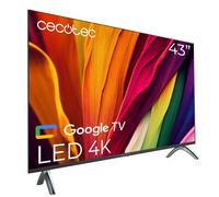 Cecotec Smart TV, Televisor LED de 43 Pulgadas Resolución 4K UHD A4 Series ALU40043. Google TV, Dolby Audio, HDMI 2.1, USB 3.0, HDR10, 16 GB ROM, Google Voice Assitant y Chromecast, Serie A4, 43"