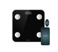 Cecotec Báscula de Baño Inteligente con App Surface Precision Smart. Bluetooth y 24 Parámetros, Tamaño 30x30cm, 4 Sensores, Capacidad Máxima 180kg, Funciona con Pilas