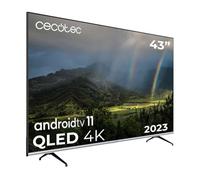 Cecotec Televisor LED 43" Smart TV QLED v2 Series VQU20043s. 4K UHD, Android 11, Diseño sin Marco, MEMC, Dolby Vision y Dolby Atmos, HDR10, 2 Altavoces de 10W, Modelo 2023