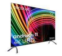Cecotec Televisor LED 75" Smart TV A3 Series ALU30075, 4k UHD, Android TV 11, Frameless, Asistente de Voz Google y Chromecast, Dolvy Vision & Atmos, HDR10, HBBTV, 2023.
