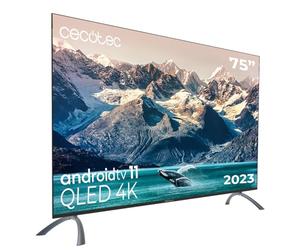Cecotec Televisor QLED 75" Smart TV V2 Series VQU20075S. 4K UHD, Android 11, Diseño sin Marco, MEMC, Dolby Vision y Dolby Atmos, HDR10, Wide Color Gamut, 2 Altavoces 10W, 2023