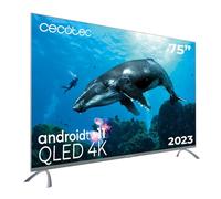 Cecotec Televisor QLED 75" Smart TV V3+ Series VQU30075+, 4K UHD, Android Tv11, Frameless, Asistente de Voz Google y Chromecast, Dolby Vision & Atmos, HDR10, HBBTV, 2023.