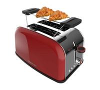 Cecotec Tostador Vertical Toastin' Time 850 Red, 850W, Doble ranura corta y ranura ancha 3,8cm, Varillas Superiores, Acero Inoxidable, Apagado y Pop-up Automático, Recogemigas