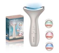 Cecotec Tonificador Facial Eléctrico FaceCare Face&Neck Pro. Cara y cuello, Forma Curvada y Cabezal de Aluminio, 3 Modos, Luz LED Roja, Azul y Verde, 5 Niveles de EMS, Vibración, Calor, IPX6