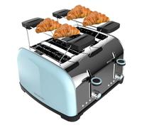 Cecotec Tostador vertical Toastin' time 1700 Double Blue, 1700W de Potencia, Doble ranura corta y ranura ancha 3,8cm, Varillas Superiores, Acero Inoxidable, Apagado y Pop-up Automático, Recogemigas