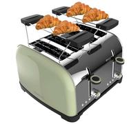 Cecotec Toastin' time 1700 Double Green Tostadora 4 Rebanadas Cortas y Soporte de Panecillos Verde