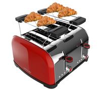 Cecotec Toastin' time 1700 Double Red Tostadora 4 Rebanadas Cortas y Soporte de Panecillos Rojo