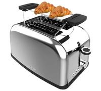 Cecotec Tostador Vertical Toastin' Time 850 Inox, 850W, Doble ranura larga y ranura ancha 3,8cm, Varillas Superiores, Acero Inoxidable, Apagado y Pop-up Automático, Recogemigas