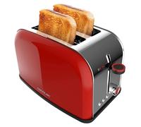 Cecotec Tostador Vertical Toastin' Time 850 Red Lite. 850W, Capacidad para 2 Tostadas, Ranura Ancha, Acero Inoxidable, Funciones preconfiguradas para comodidad, Control de Tostado personalidable
