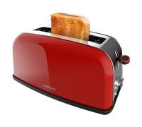 Cecotec Tostador Vertical Toastin' Time 850 Red Long Lite. 850W, Capacidad para 2 Tostadas, Ranura Ancha, Acero Inoxidable, Funciones preconfiguradas para comodidad, Control de Tostado personalidable