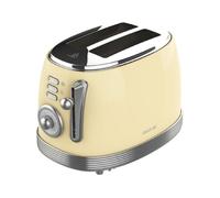 Cecotec Tostadora Toast&Taste 800 Vintage Light Yellow. 850 W, Doble Ranura Corta Extra anchas de 3,8 cm, 2 Tostadas, Acabados en Acero Inoxidable, Estilo Vintage, 3 Funciones, Amarillo