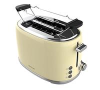 Cecotec Tostadora 2 Rebanadas Toast&Taste 1000 Retro Double Beige. 980 W, 2 Ranuras Anchas de 3,8 cm y Cortas, Acero Inoxidable, Varillas Superiores, Potencia Regulable, Bandeja recogemigas