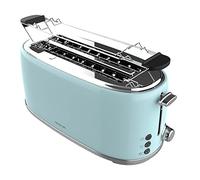 Cecotec Tostadora 4 Rebanadas Toast&Taste 1600 Retro Double Blue. 1630 W, 2 Ranuras Anchas de 3,8 cm y Largas, Acero Inoxidable, Varillas Superiores, Potencia Regulable, Bandeja recogemigas