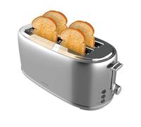 Cecotec Tostadora 4 Rebanadas Toast&Taste 1600 Retro Double Inox. 1630 W, 2 Ranuras Anchas de 3,8 cm y Largas, Acero Inoxidable, Varillas Superiores, Potencia Regulable, Bandeja recogemigas
