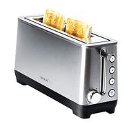 Cecotec Tostadora BigToast Extra. 1100 W, Ranura Larga Extraancha, 4 Funciones preconfiguradas, 6 Niveles de Potencia, Varillas Superiores para Calentar, Acero, Capacidad para 2 Tostadas