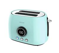 Cecotec Tostadora Digital ClassicToast 8000 Blue Double. 800 W, 2 Ranuras extraanchas para 2 tostadas, Pantalla Digital, 3 Funciones, Varillas superiores, Diseño Retro en Turquesa