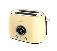 Cecotec Tostadora Digital ClassicToast 8000 Yellow Double. 800 W, 2 Ranuras extraanchas para 2 tostadas, Pantalla Digital, 3 Funciones, Varillas superiores, Diseño Retro en Amarillo